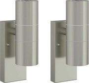 vidaXL Lumină de perete pentru exterior 2 pcs Argintiu 7 x 10 x 22 cm