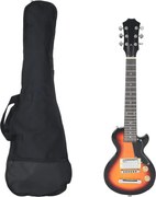vidaXL Chitara electrică pentru copii, cu husă, maro/negru, 3/4 30"