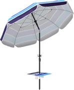 Outsunny Umbrelă de Plajă cu Măsuță și Suport pentru Pahare, din Metal și Poliester, Ø198x214 cm, Multicolor | Aosom Romania