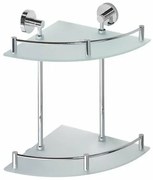 SAPHO XR604 X-Round E sticlă. raft dublu de colțcu trapă 27 x 39 x 27 cm