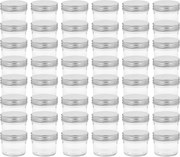 vidaXL Borcane din sticlă pentru gem, capac argintiu, 48 buc, 110 ml