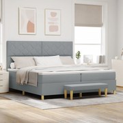 vidaXL Pat cu arcuri cu saltea Gri deschis 200 x 200 cm țesătură