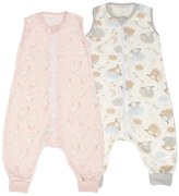 Set 2 saci dormit copii cu picioare  de vara 6-18 luni Kidizi Elefun Pink, 0.5 tog, mansete transformabile in soseta