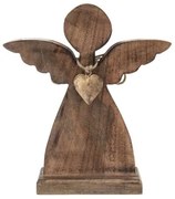 Decor de Crăciun din lemn Orion ANGEL cu inimă demetal