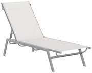 Outsunny Şezlong de Gradina Relaxliege cu Spătar Reglabil în 5 Trepte din Metal Crem 170 x 58 x 97 cm | Aosom Romania