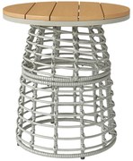 Outsunny Masă de cafea de grădină masă auxiliară exterior rotundă în răchită de aspect rotință și placă compozită Ø45 x 50 cm gri | Aosom Romania