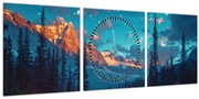 Tablou - Camping în munți (cu ceas) (90x30 cm)
