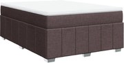 vidaXL Pat continental cu saltea, maro închis, 140x200 cm, textil