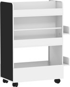 AIYAPLAY Bibliotecă pentru Copii 3-8 Ani pe Două Părți, Raft de Jucării cu Roți și Tablă Neagră, Alb | Aosom Romania