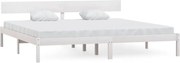 vidaXL Cadru de pat, alb, 200x200 cm, lemn masiv de pin