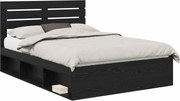 vidaXL Cadru de pat cu headboard Negru 140 x 200 cm Lemn de pin masiv