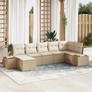 vidaXL Set de canapele pentru grădină cu pernă 7 pcs Bej Rattan poli