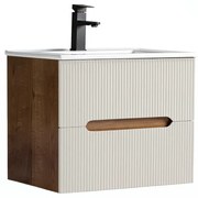 Trent 60 dulap de baie inferior cu chiuvetă ceramică (2 sertare) sunset oak-alb