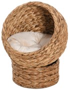 PawHut Patut pentru pisici cu inaltime din zambila de apa si fier cu perna detasabila si lavabila, 50x42x60 cm, maro | Aosom Romania