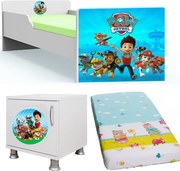 Pat tineret Paw Patrol 2 cu saltea si noptiera