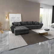 Colțar extensibil dumonde cu ladă de depozitare si sezut confortabil din spuma high-density, Loana XL Euphoria Negru 335x185 cm