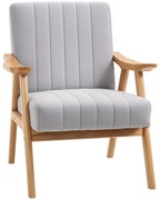 HOMCOM Fotoliu în Design Scandinavian, Catifea, Lemn Masiv, 68 cm x 74 cm x 82 cm, Gri deschis | Aosom Romania