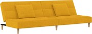 vidaXL Canapea extensibilă cu 2 locuri, 2 perne, galben, textil