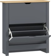 HOMCOM Dulap pentru 12 perechi de încălțăminte, dulap îngust cu 2 sertare rabatabile și rafturi reglabile, gri închis | Aosom Romania