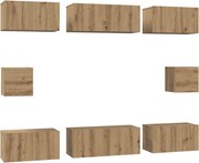 vidaXL Set comodă TV Pe perete 8 pcs Stejar Artizanal Lemn compozit