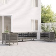 vidaXL Set mobilier de grădină cu perne, 8 piese, gri, poliratan