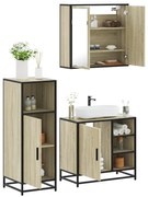vidaXL Set mobilier de baie, 3 piese, stejar sonoma, lemn prelucrat
