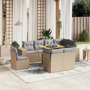 vidaXL Set canapele de grădină, 9 piese, cu perne, bej, poliratan