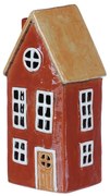 Suport lumânare Casă roșu, ceramică,1 x 9 x 23 cm