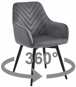 Scaun de masa rotativ NANA360 VELVET, gri inchis