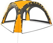 vidaXL Cort petrecere cu LED, 4 pereți laterali, galben, 3,6x3,6x2,3 m
