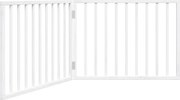 vidaXL Poartă de acces pentru câini pliabilă, 2 panouri, albă, 160 cm, lemn de plop