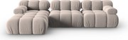 Coltar modular stanga 4 locuri, Bellis, Micadoni Home, BL, 282x155x70 cm, catifea, bej