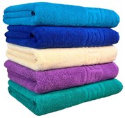 Set 5 Prosoape Baie, Bumbac 100%, Verde  Mov   Bej   Albastru   Bleu