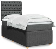 vidaXL Pat box spring cu saltea, gri închis, 80x200 cm, textil