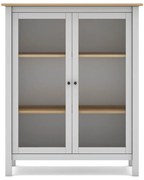 Vitrină alb/natural din lemn de pin 90x110 cm Misti – Marckeric