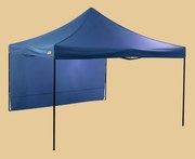 Cort pliabil tip foarfecă 4x4m – oțel, Albastru, 1 perete lateral