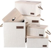 Autronic Set of 5 fabric storage boxes, cream