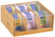 Cutie depozitare ceai 6compartimente, 22x21x9,5 cm, Kesper