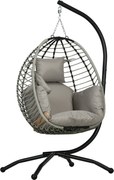 Outsunny Leagăn pentru Exterior cu Pernă Capitonată, Scaun Suspendat pentru Terasă cu Suport Metalic, Cos Pliabil, 110x100x188 cm, Gri| Aosom Romania