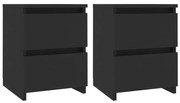 Noptiera, 2 buc., negru, 30 x 30 x 40 cm, PAL