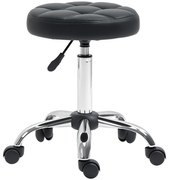 HOMCOM Scaun Rotativ cu Roti, Rotund, Scaun pentru Coafor și Estetician cu Înălțime Ajustabilă, Tapițat în Piele Ecologică, Ø35.5x51-67 cm, Negru