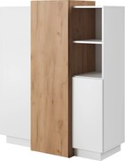 Comodă 3D, alb / stejar craft auriu, TRIO