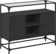 vidaXL Dulap, blat din sticlă negru 98x35x81 cm lemn prelucrat