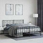 vidaXL Cadru pat fără saltea, cu tăblie picioare negru 160x200cm metal