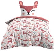Lenjerie de pat pentru copii 140 x 200 cm, din două piese, model cu cerbi.