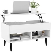 Masă de cafea cu blat rabatabil, alb