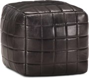 vidaXL Fotoliu puf, negru, 40 x 40 x 40 cm, piele naturală de capră