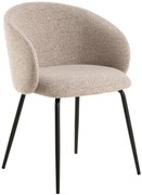 MAZZONI EXPORT CLARA Bej Latte (material Monza 60)/picioare negre - SCAUN MODERN ADÂNC TAPIȚAT PENTRU SALON/LIVING/BIROU LOFT