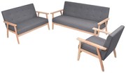 vidaXL Set canapea din 3 piese, material textil, gri închis