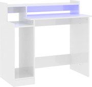 vidaXL Birou cu lumini LED alb extralucios 97x90x45 cm lemn compozit